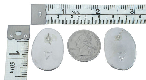 Native American Sterling Silver Turquoise Post Earrings JX130953